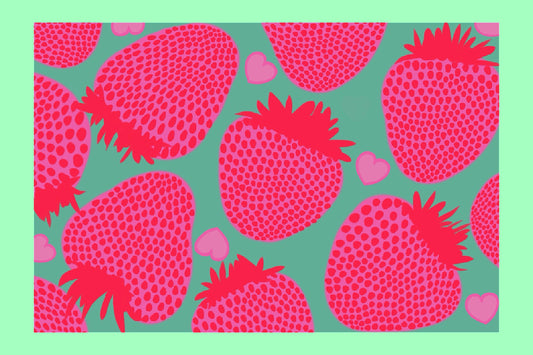 Bright strawberries with pastel border