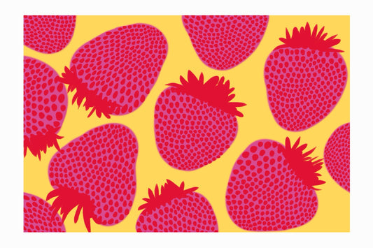 Bright strawberries with white border