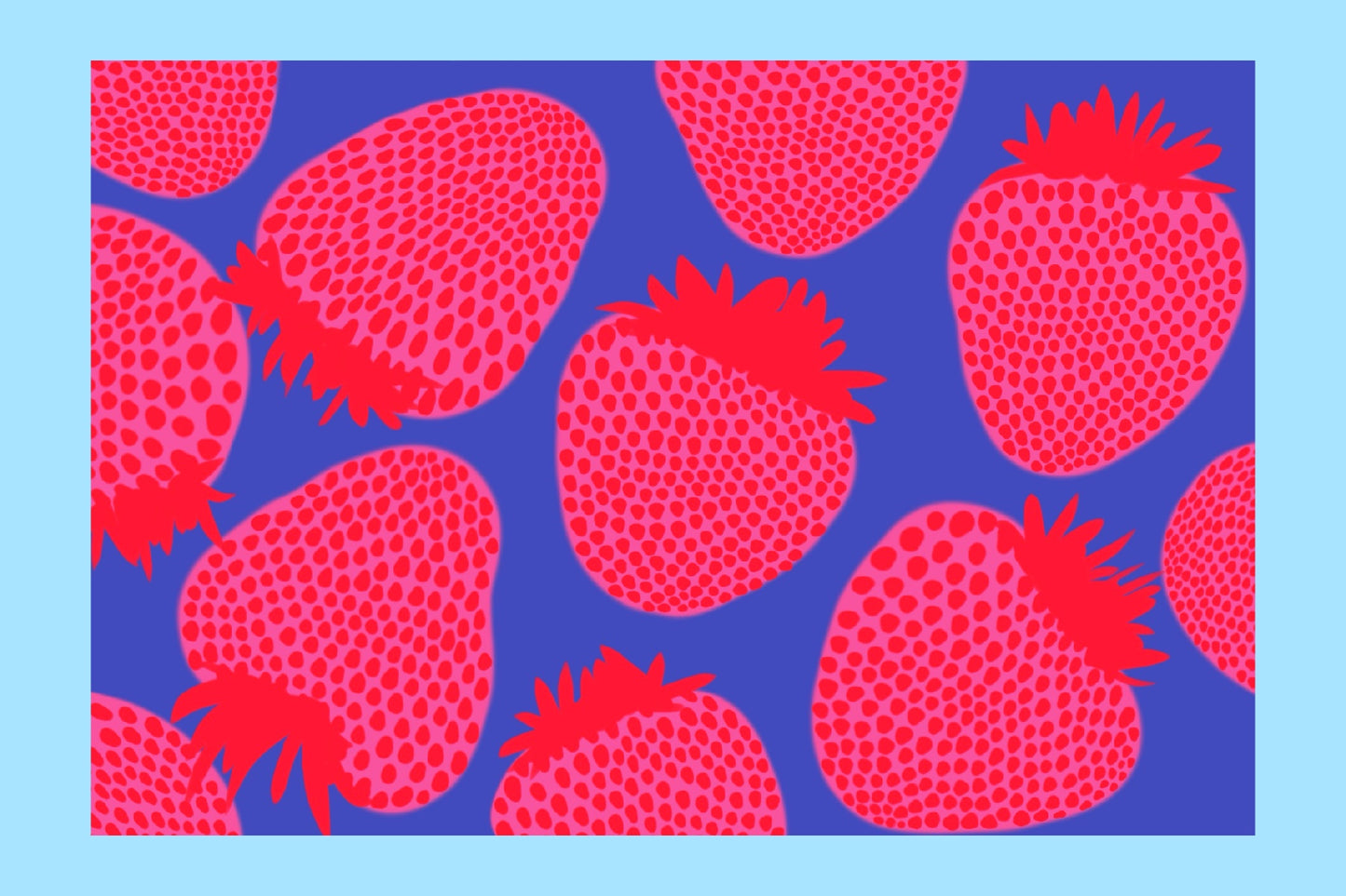 Bright strawberries with pastel border