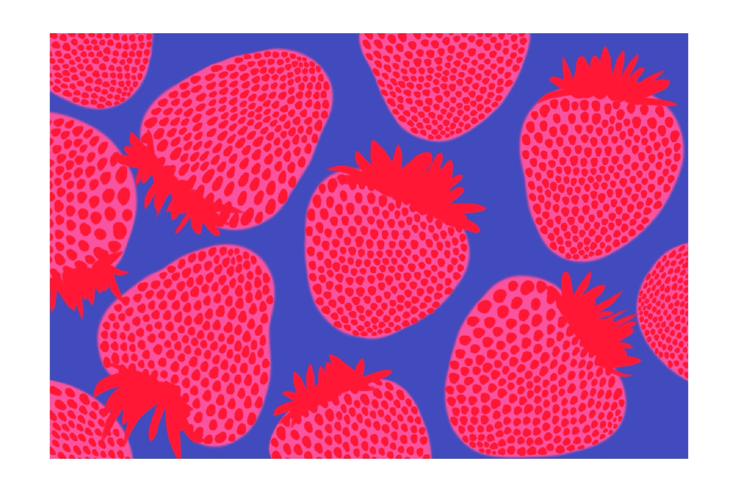 Bright strawberries with white border