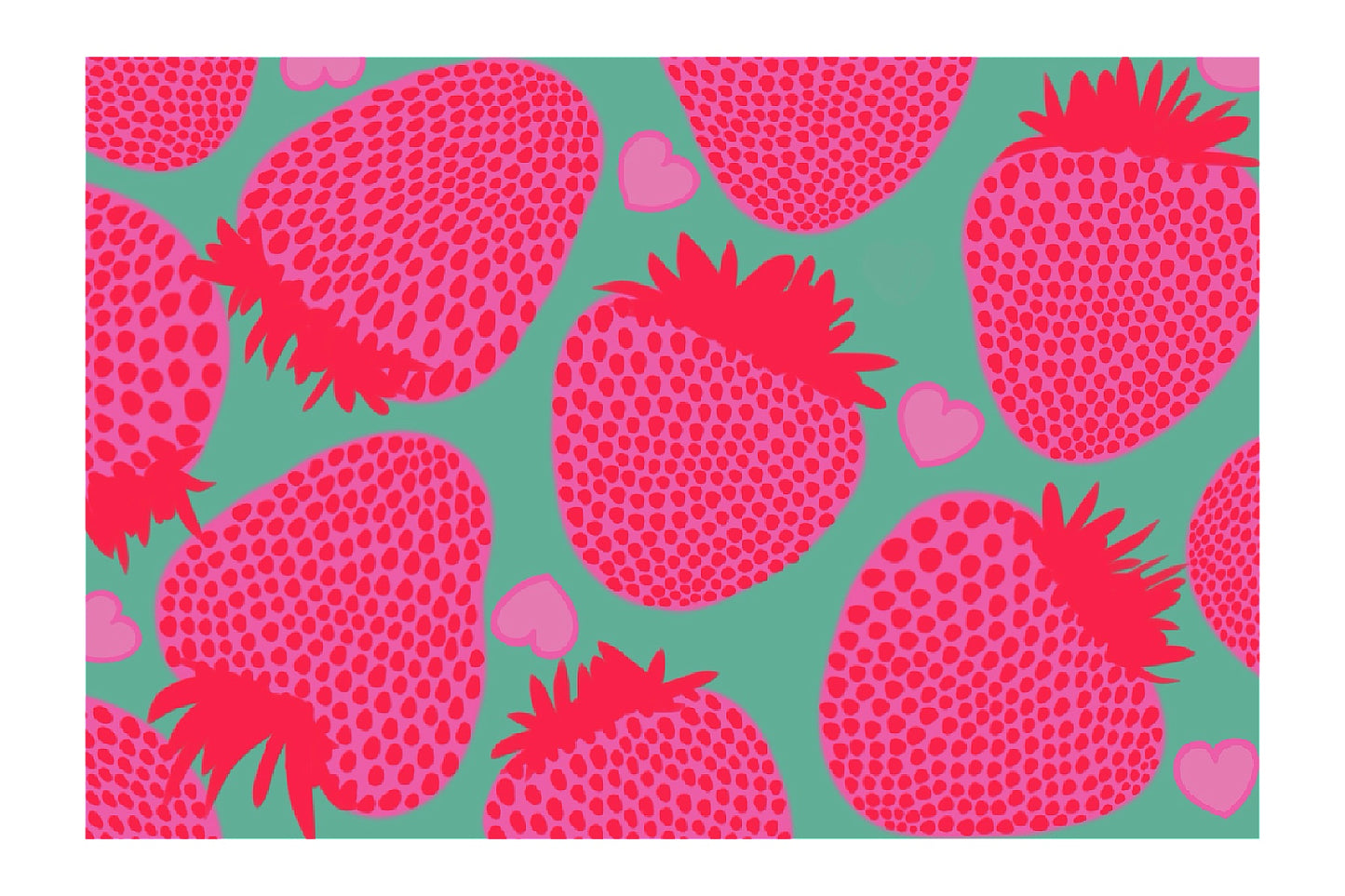 Bright strawberries with white border