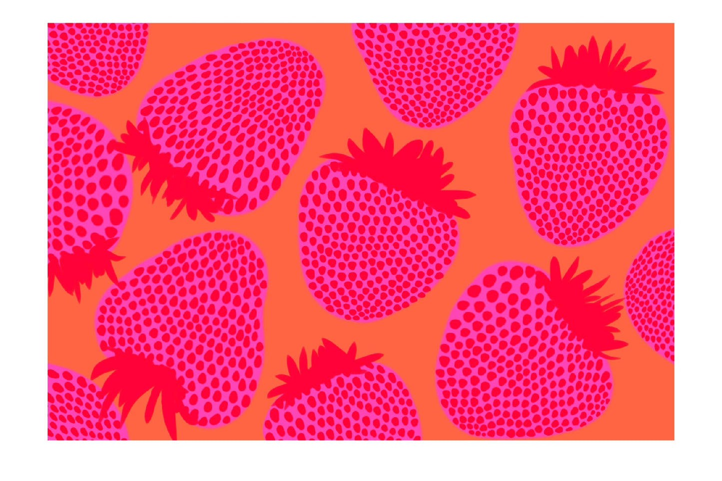 Bright strawberries with white border