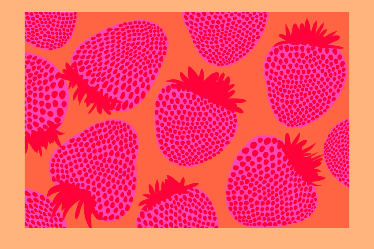 Bright strawberries with pastel border