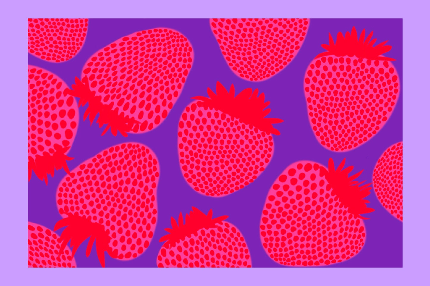 Bright strawberries with pastel border