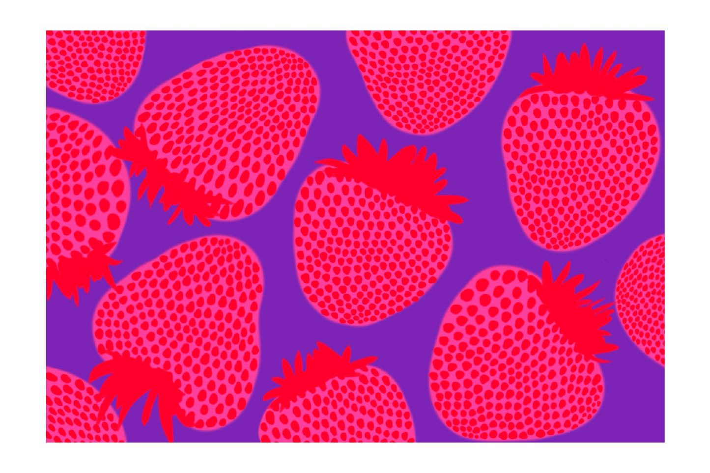 Bright strawberries with white border