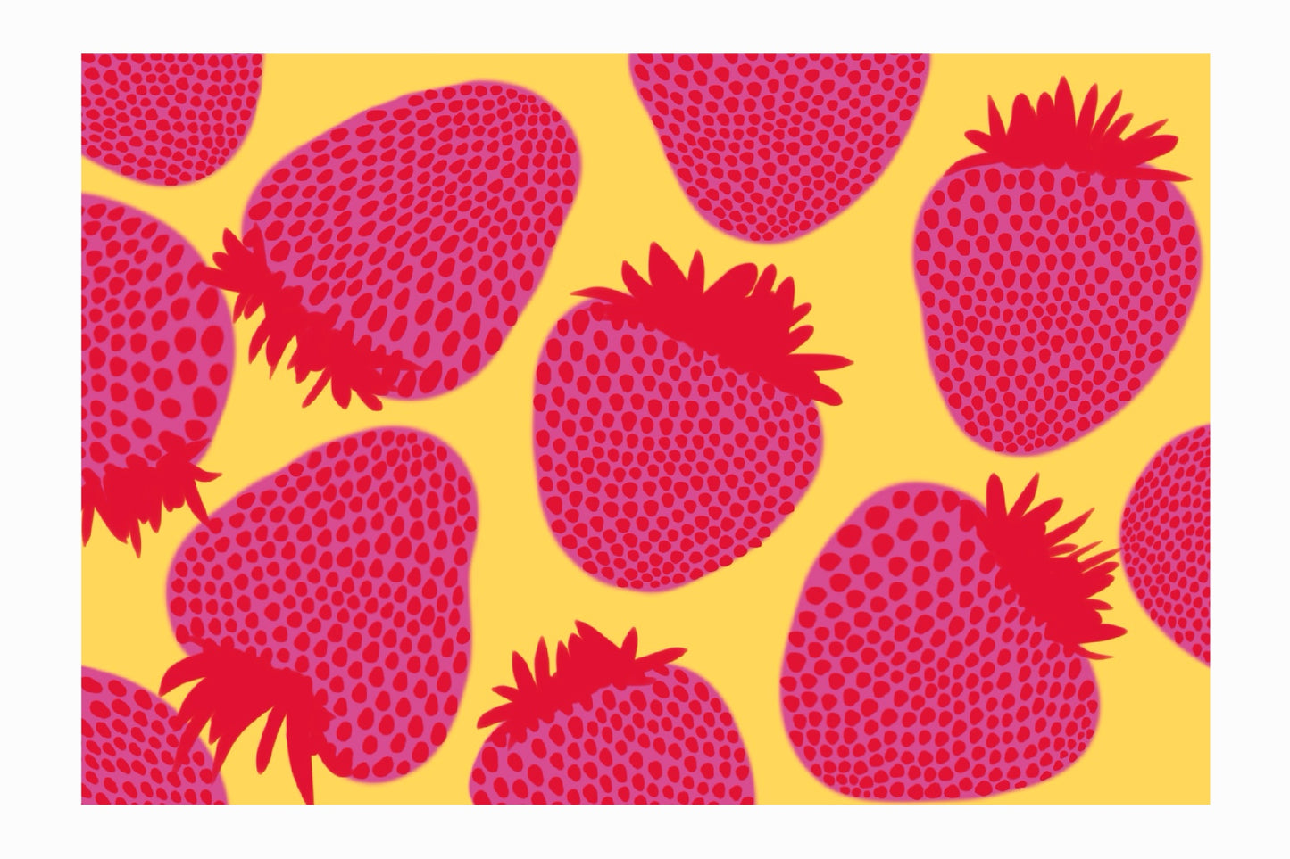 Bright strawberries with white border
