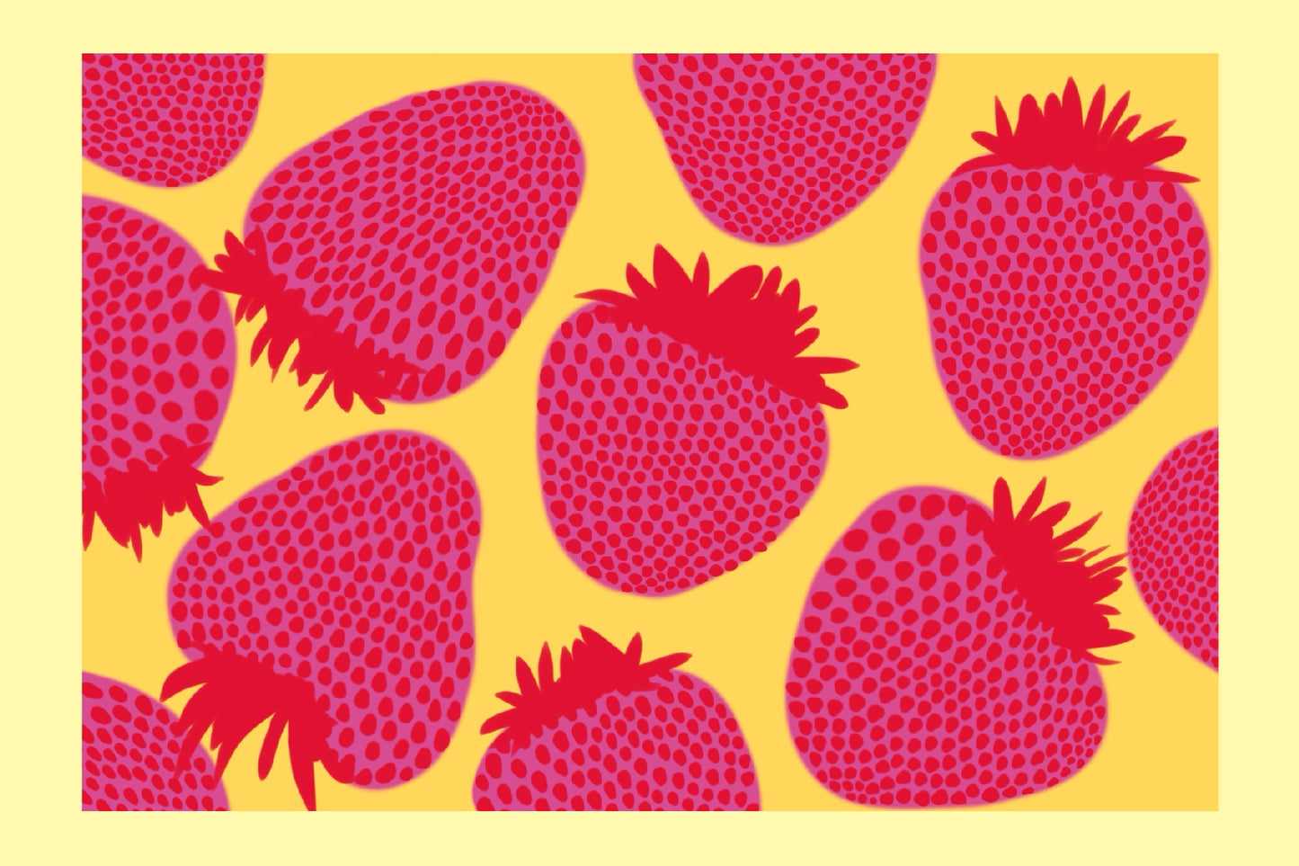 Bright strawberries with pastel border